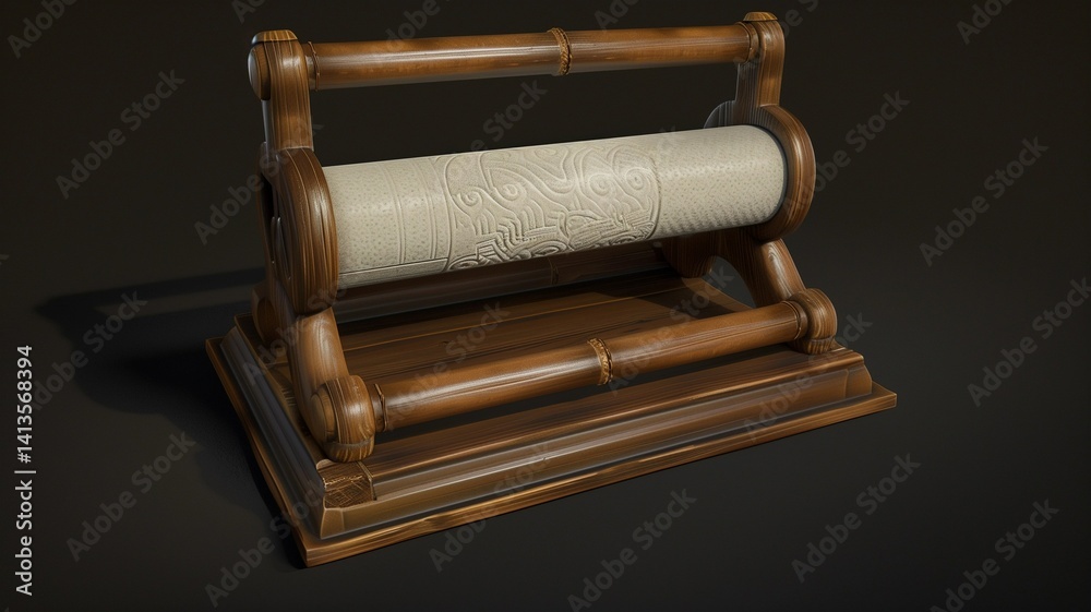 Fototapeta premium Photorealistic image of a bamboo paper towel holder