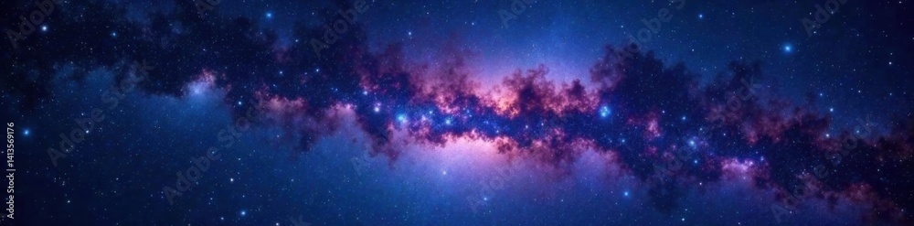 Obraz premium Starry Night Sky with Milky Way Galaxy in Deep Space, space, starry night, fine art