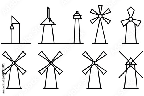 Windmill Silhouette Set