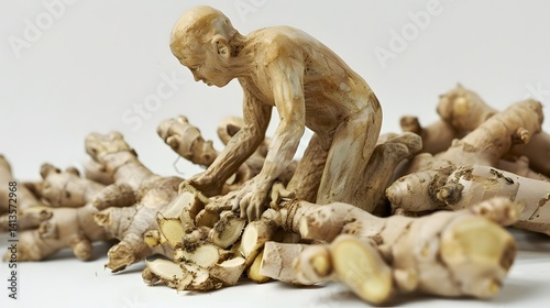 Ginger Agricultural Recovery and Isolated Farmer - Professional Farming Stock Photo