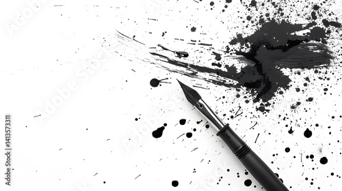 High-quality image of ink on paper with white background for design projects