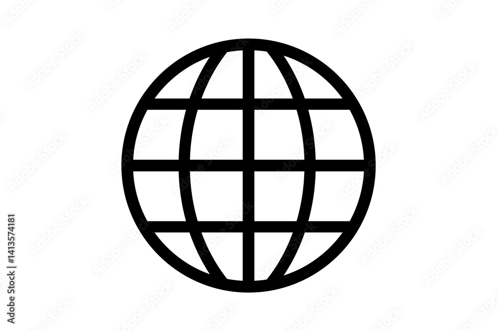 Symbol of the Earth displayed in a minimalistic design with grid lines representing continents and oceans Symbol of the Earth displayed in a minimalistic design with grid lines representing continents and oceans