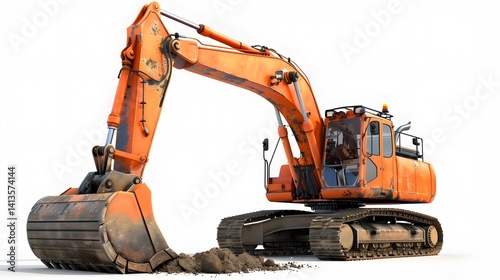 Professional Orange Backhoe on Ground with Sunset Image for Construction Industry