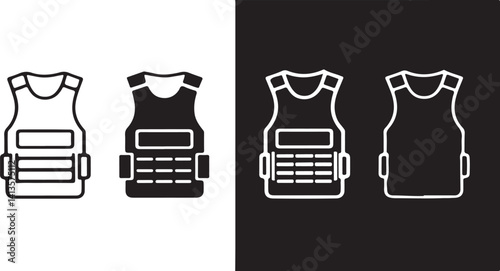 bulletproof jacket icons set  vector silhouette design illustration