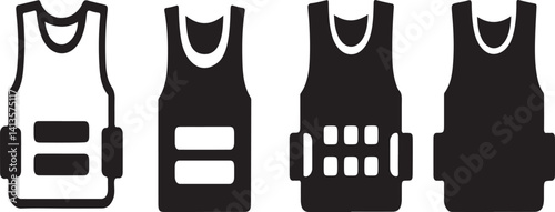 bulletproof jacket icons set  vector silhouette design illustration