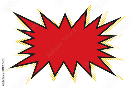 ギザギザ爆弾の四角吹き出しフレーム/ドット・赤