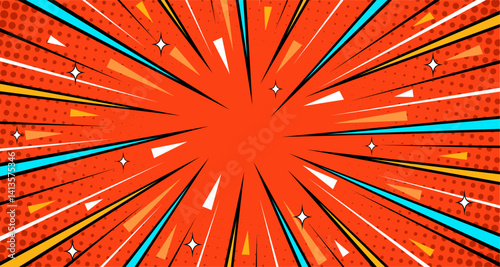 Anime style explosion background with bright comic burst effect