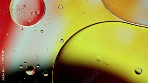 Colorful Oil Bubbles Moving on a Water Surface