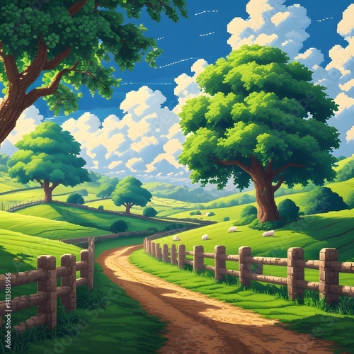 the beauty of the scenery in the countryside during the day with clear clouds 