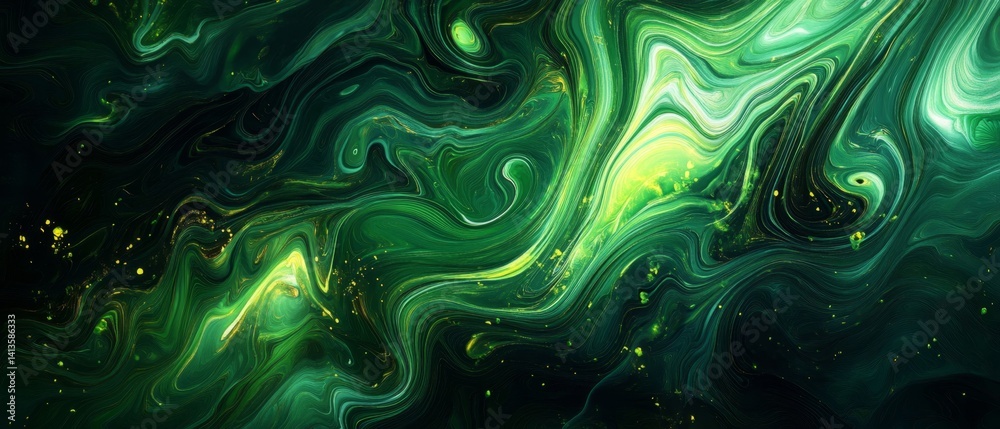 Obraz premium Flowing deep green tropical leaf abstract textures lush rainforest visual art natural environment close-up organic patterns