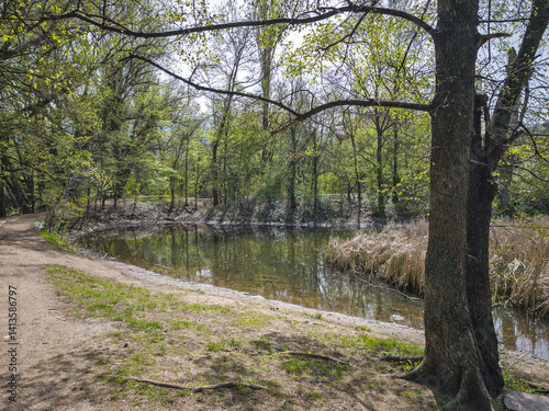 Obraz na płótnie Spring Landscape of South Park in city of Sofia, Bulgaria w salonie