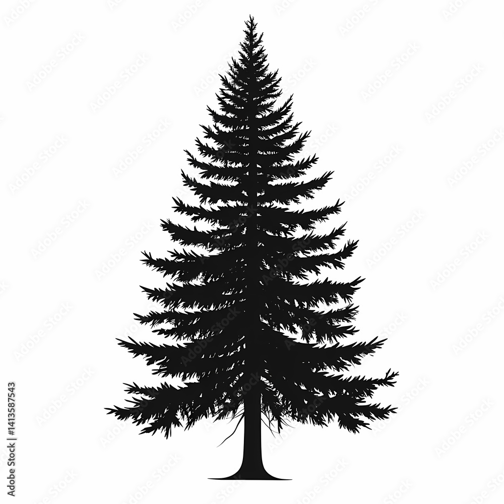 Fototapeta premium Evergreen Tree Silhouette: Nature's Elegant Seasonal Icon of Forest Foliage and Natural Beauty