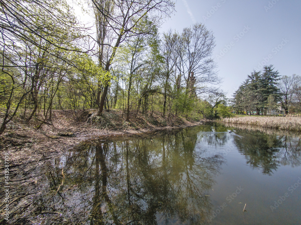 Spring Landscape of South Park in city of Sofia, Bulgaria