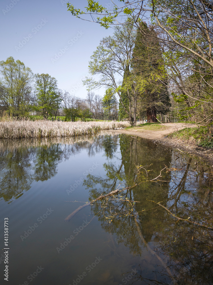 Spring Landscape of South Park in city of Sofia, Bulgaria