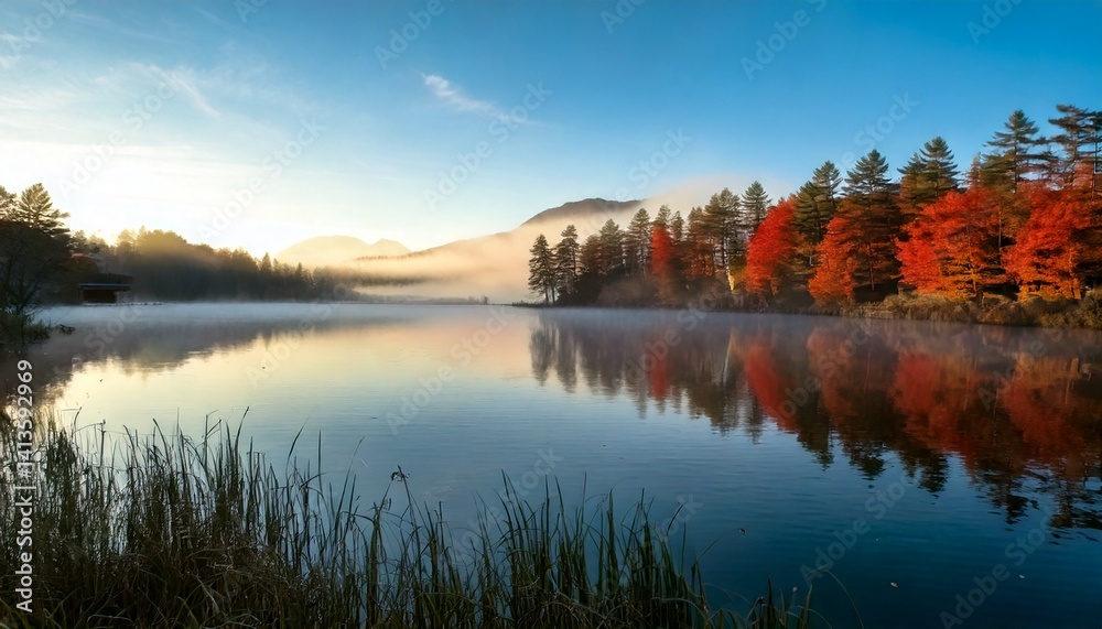 Foggy Morning Lake with Reflection – Stillness, calm, and peaceful vibes. Foggy Morning Lake with Reflection – Stillness, calm, and peaceful vibes.