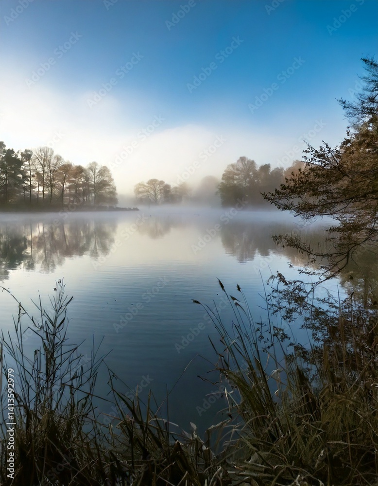 Foggy Morning Lake with Reflection – Stillness, calm, and peaceful vibes. Foggy Morning Lake with Reflection – Stillness, calm, and peaceful vibes.