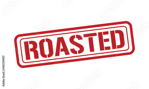 ROASTED red stamp text vector, rubber stamp