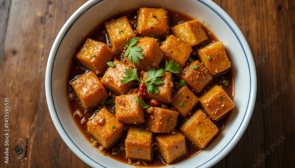 A Plate of Fried Egg Tofu. A Plate of Fried Egg Tofu.