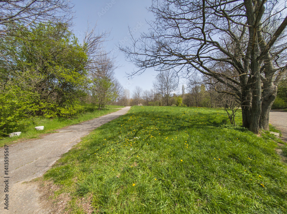 Spring Landscape of South Park in city of Sofia, Bulgaria