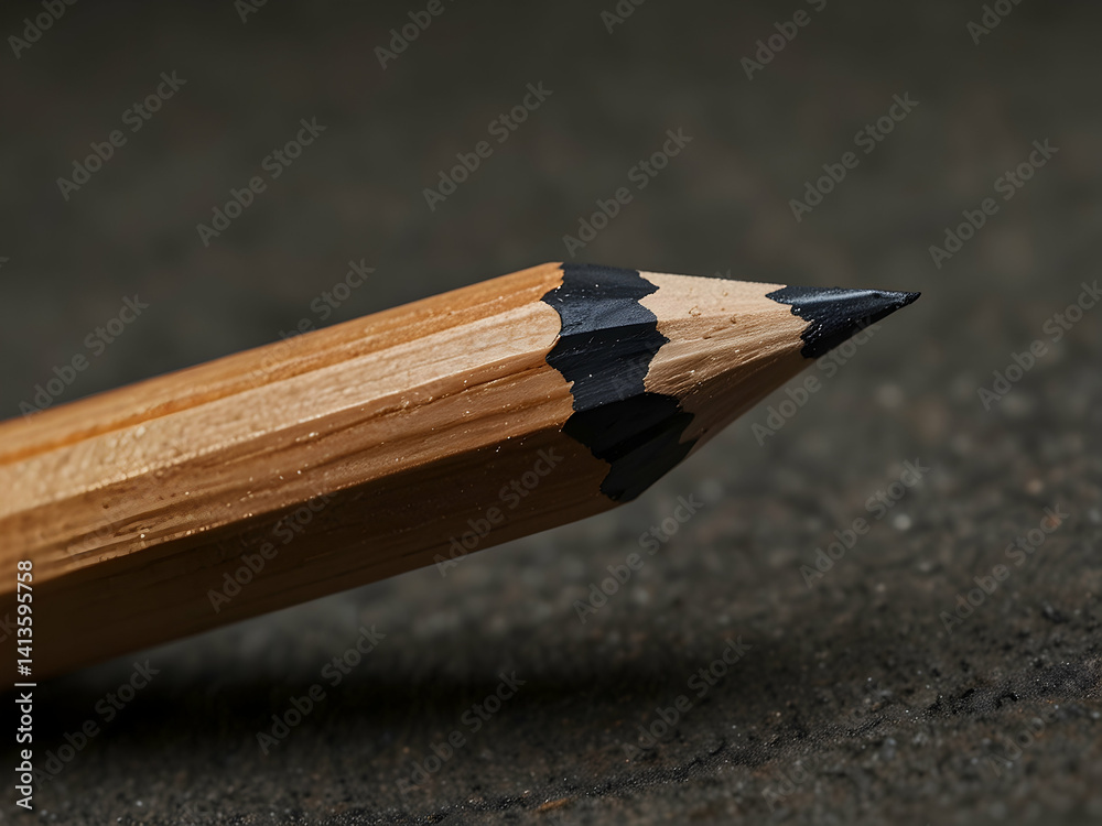 Obraz premium Wooden Pencil with Sharpened Graphite Tip and Smooth Hexagonal Body