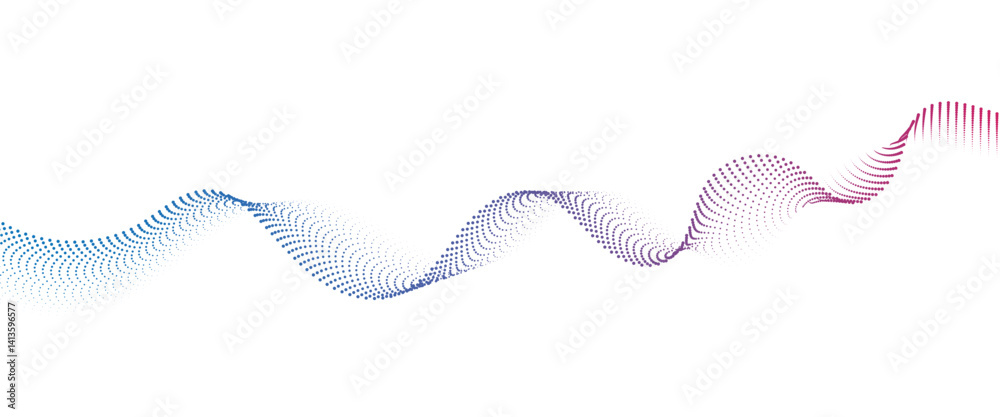 Fototapeta premium Flowing Dot Wave halftone gradient pattern on transparent background 