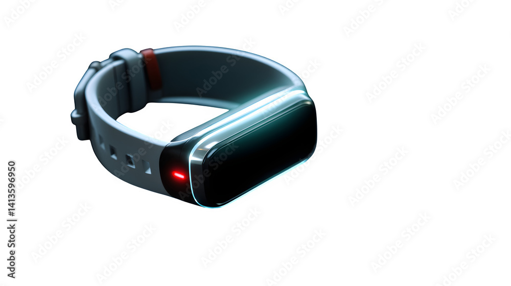 Modern fitness tracker wristband illuminated against a black studio background --ar 16:9 --v 7.0 Modern fitness tracker wristband illuminated against a black studio background --ar 16:9 --v 7.0