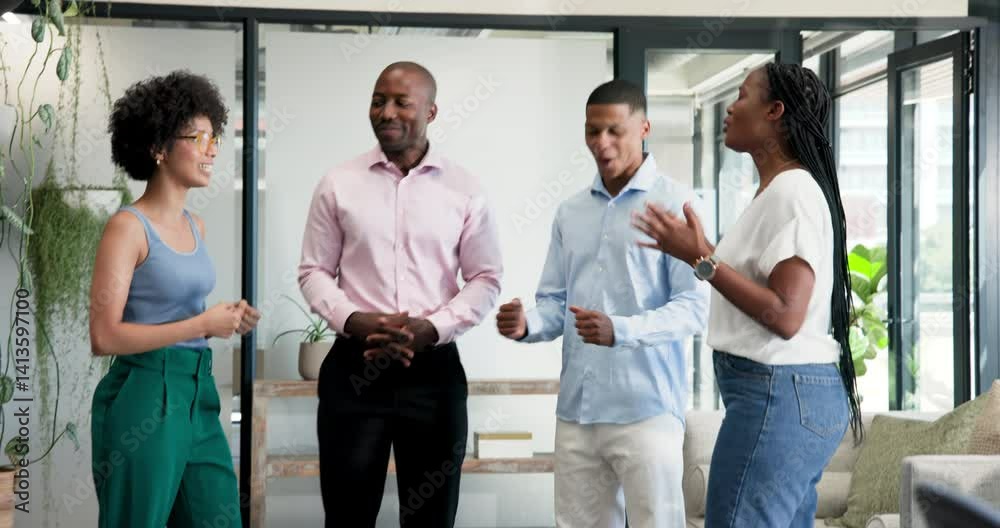 Diverse colleagues congratulating team member in modern office space, sharing joy and progress Diverse colleagues congratulating team member in modern office space, sharing joy and progress