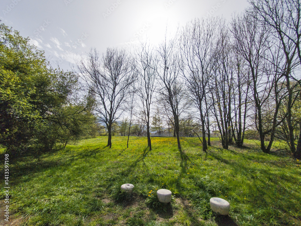 Spring Landscape of South Park in city of Sofia, Bulgaria