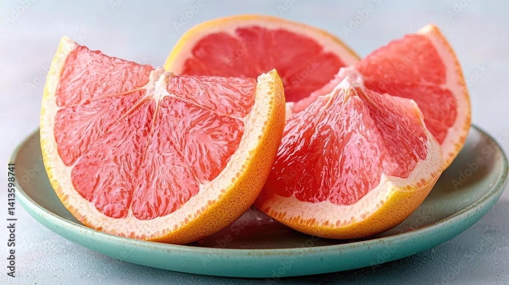 Fresh grapefruit slices on a plate Fresh grapefruit slices on a plate