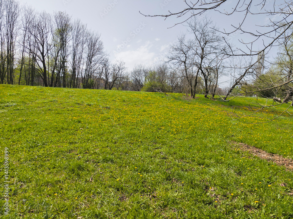 Spring Landscape of South Park in city of Sofia, Bulgaria