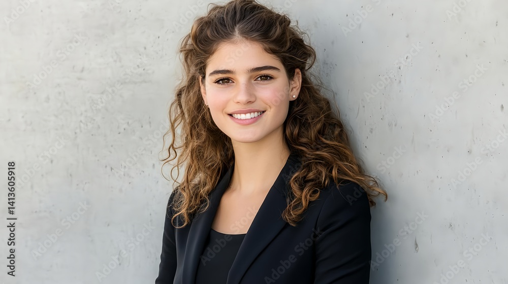 Young Businesswoman Posing Isolated on Grey Background Young Businesswoman Posing Isolated on Grey Background