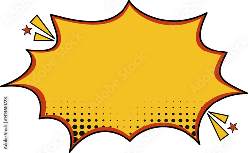 Vector Comic Explosion Speech Bubble with Pop Art Style – Colorful Cartoon Boom Burst Element with Halftone Effect for Banner, Poster, and Social Media Design