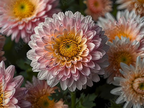 Single Spray Chrysanthemum with Layered Petals in Burst of Color