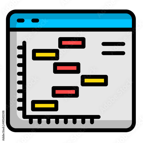 Gantt Chart  Icon Element For Design

