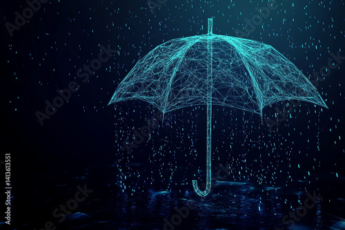 Wallpaper Mural rain sign abstract low poly wireframe style. Abstract geometric background. Wireframe light structure. Modern 3d graphic concept on blue dark background Torontodigital.ca