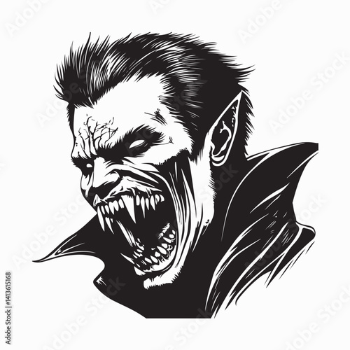 Spooky Vampire Sharp image vector isolated on white background.