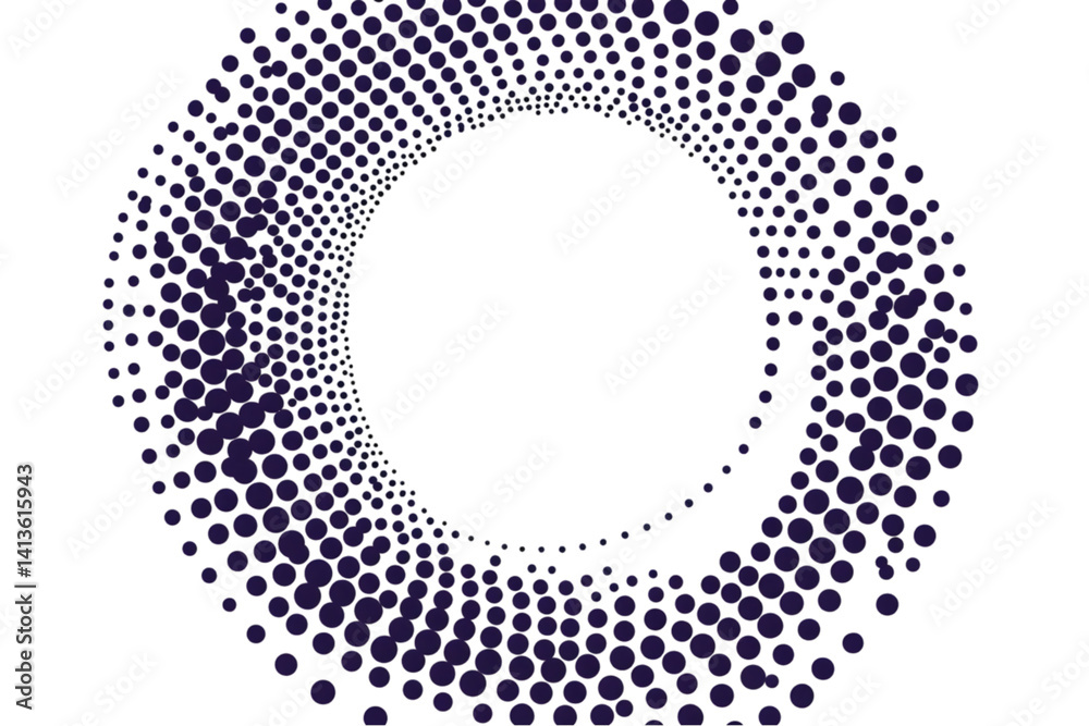 Abstract Illustration Purple Dots Forming a Circular Pattern on Black Background Abstract Illustration Purple Dots Forming a Circular Pattern on Black Background