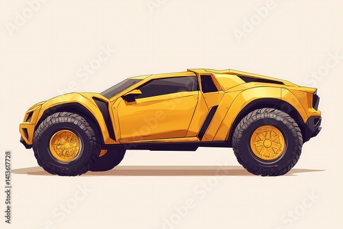 Futuristic Yellow Off-Road SUV Concept: High-Performance Vehicle Design for Rugged Adventure