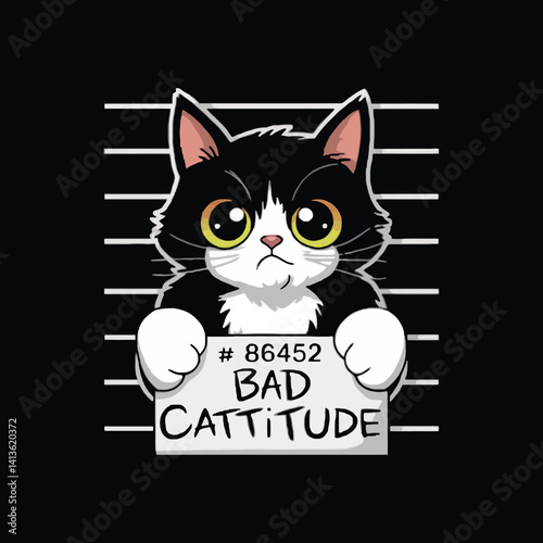 black cat with a blank card t shirt design.