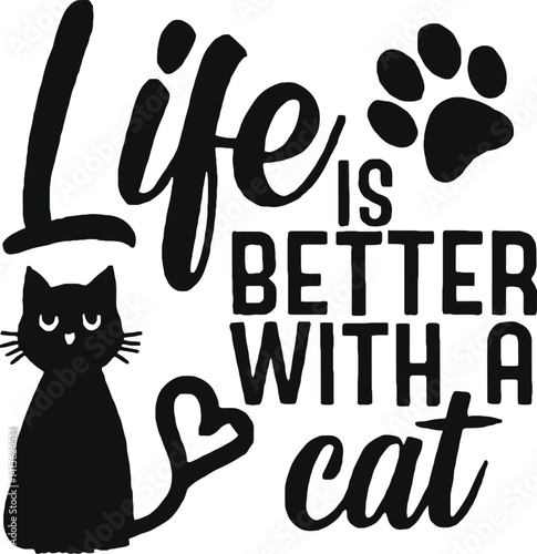 Cat Vector and Typography T-Shirt Design for Cat Lovers and Pet Enthusiasts