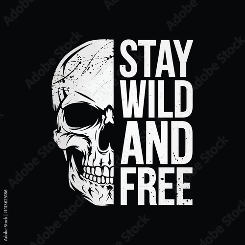 Skull Vector and Typography T-Shirt Design for Bold Street wear Style