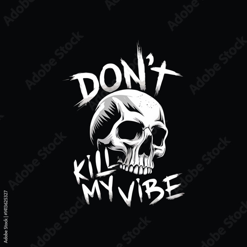 Skull Vector and Typography T-Shirt Design for Bold Street wear Style