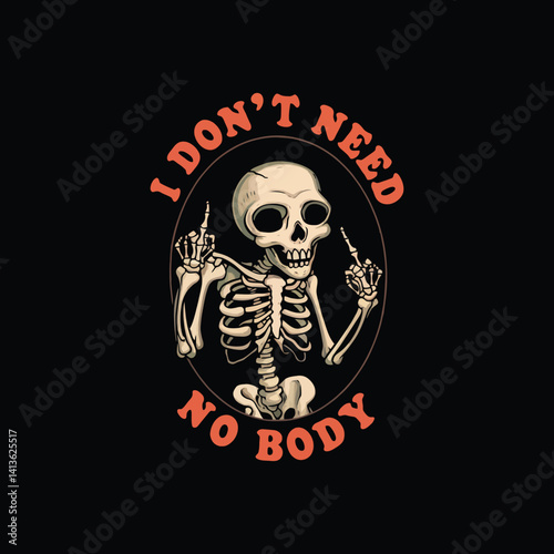 Skull Vector and Typography T-Shirt Design for Bold Street wear Style