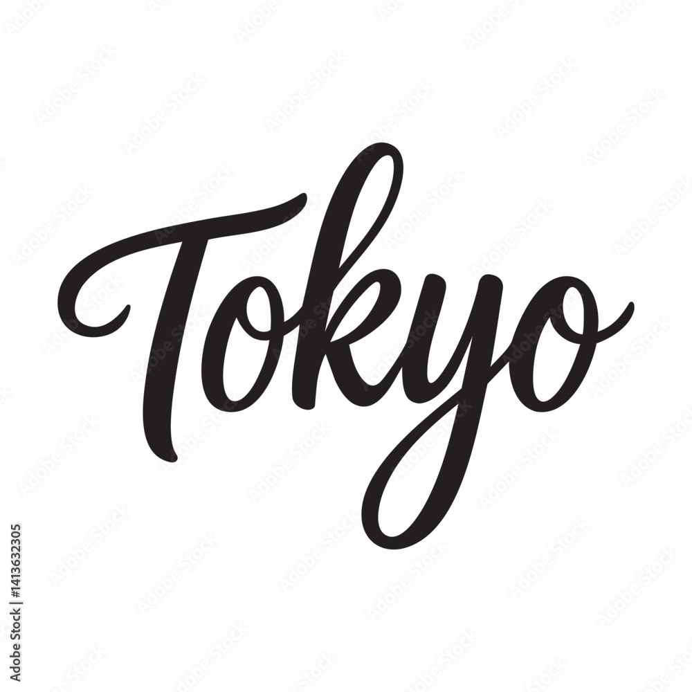 Stylized 'Tokyo' in bold black cursive script, centered on plain white. Minimalist, elegant handwritten lettering. Clean, artistic focus, no additional elements. Stylized 'Tokyo' in bold black cursive script, centered on plain white. Minimalist, elegant handwritten lettering. Clean, artistic focus, no additional elements.