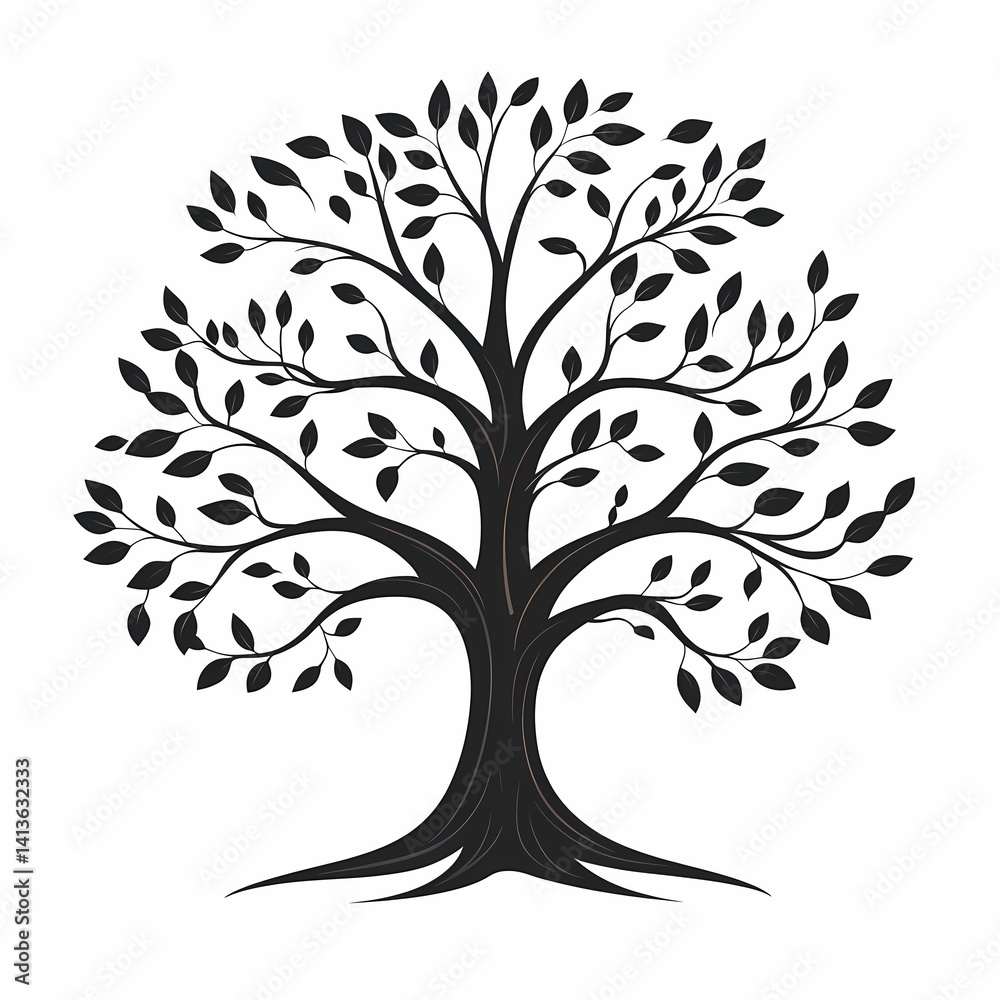 Obraz premium Elegant Tree Silhouette Vector Design: Whimsical Botanical Art and Eco-Friendly Floral Patterns
