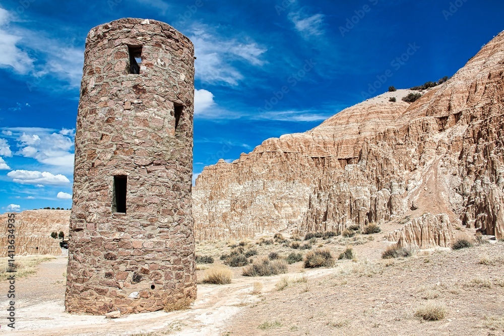 CCC Water Tower in the Spring, Cathedral Gorge State Park in Nevada. CCC Water Tower in the Spring, Cathedral Gorge State Park in Nevada.