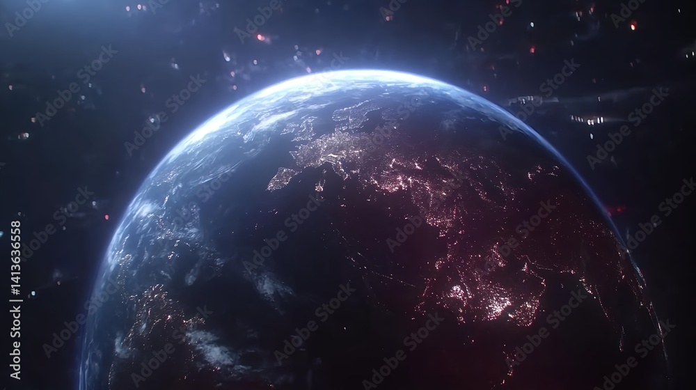 Obraz premium Global Technology Connection in a Digital Business Environment