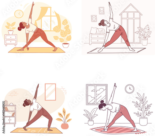 Self-Care & Mental Wellness Flat Illustration Set on White Background,
