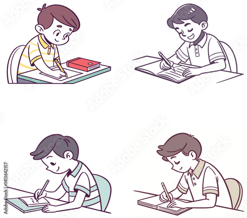 Self-Care & Mental Wellness Flat Illustration Set on White Background,