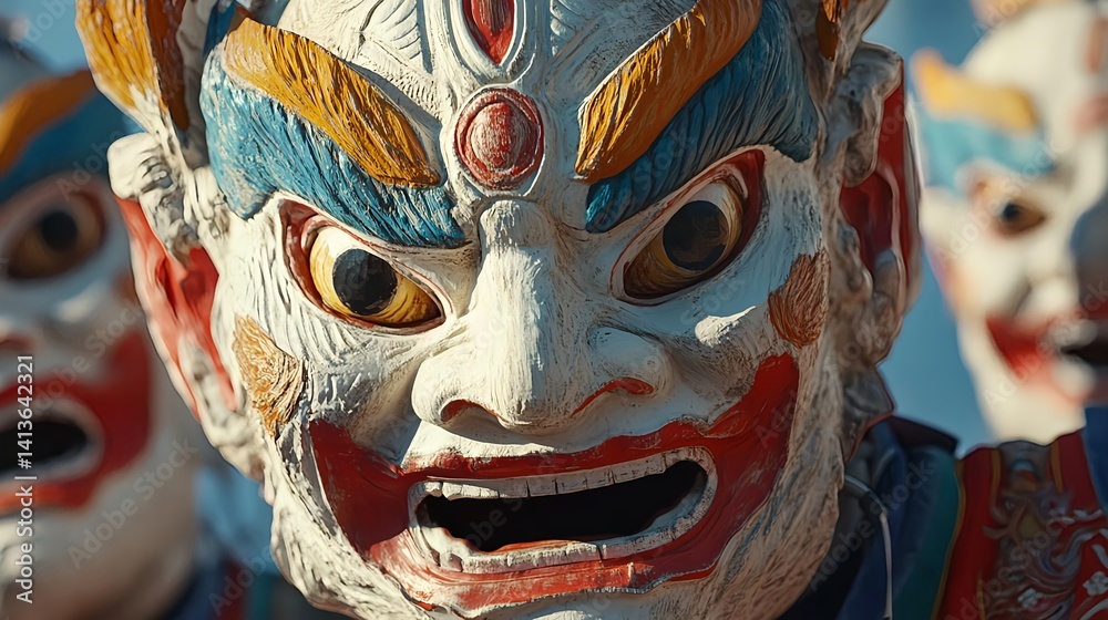 Fototapeta premium Monk Dancing at Takthok Tsechu Festival in Vibrant Traditional Attire